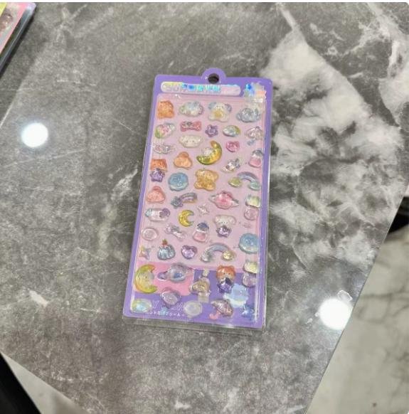 1-5Sheets Kawaii Cartoon 3D Relief Sticker Cute Crystal Jelly Patch For Mobile Phone Case Mirror Scrapbook Journal Animal Deco