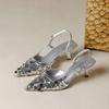 Summer new fairy temperament high heels single shoes retro wedding gift shoes pointed sequins bag head back empty factory direct supply