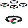 Izrael Palestyna Flaga Kamień Szlachetny Bransoletka Unisex Czarna Koralikowa Biżuteria Hurt