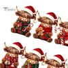 Creative Christmas Ornament Set Highland Cow Set, 2D Flat Wooden Decorative Lanyard Decor Hanging with String, Holiday Tree Party Decoration