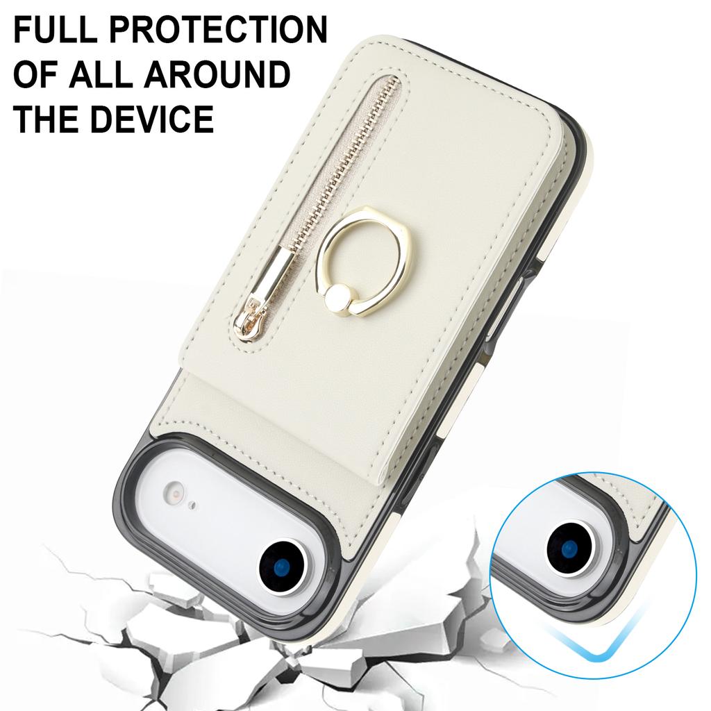 For iPhone Air Case Zipper RFID Blocking Retro Leather + TPU Phone Cover with Kickstand