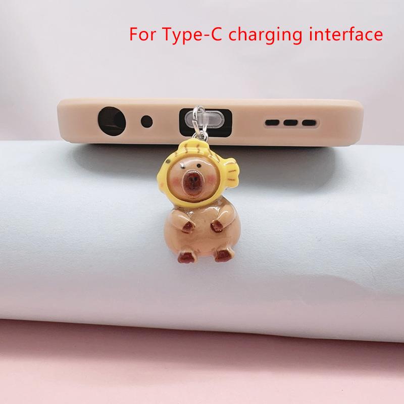 Phone Dust Plug For Iphone Type-C Micro Interface Cute Capibala Decorative Hangings Universal Dust Plug