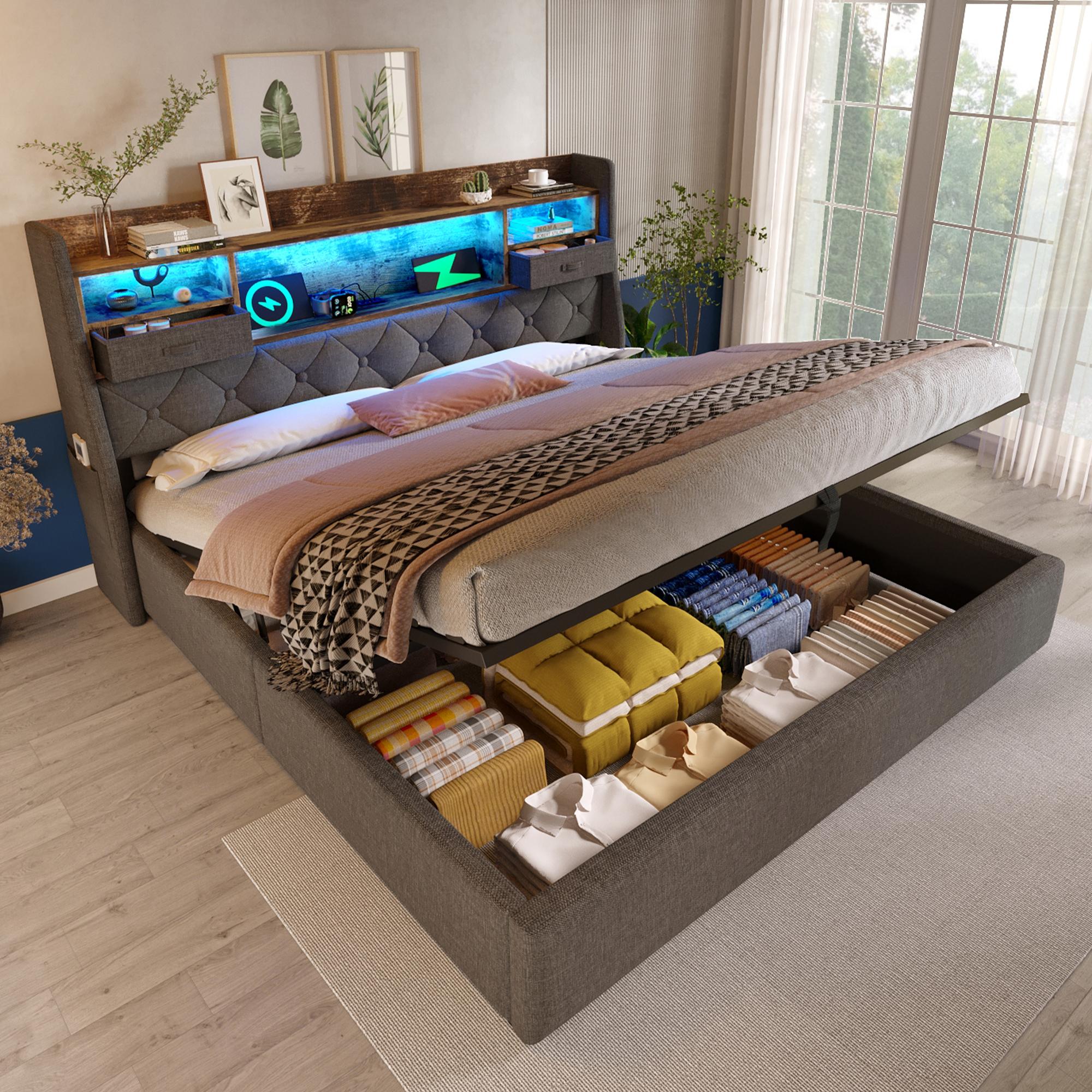 Upholstered Bed 140x190 cm with Hydraulic