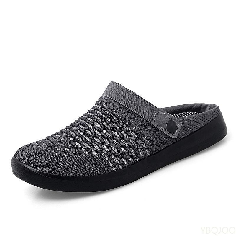 

Comfortable Mesh Garden Shoes For Men 2026 new summer AntiSlip Lightweight Slippers Men Clogs sandalias hombre Man Beach Sandals 39 темно серый