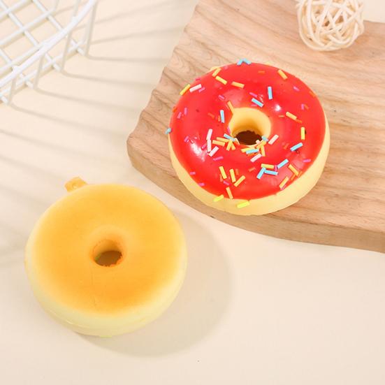 Squeeze Toy Soft Slow Rebound Stress Relief Toy 7cm Realistic Donut Simulation for Kids Adults Desktop Decoration Baking Prop Photo Background