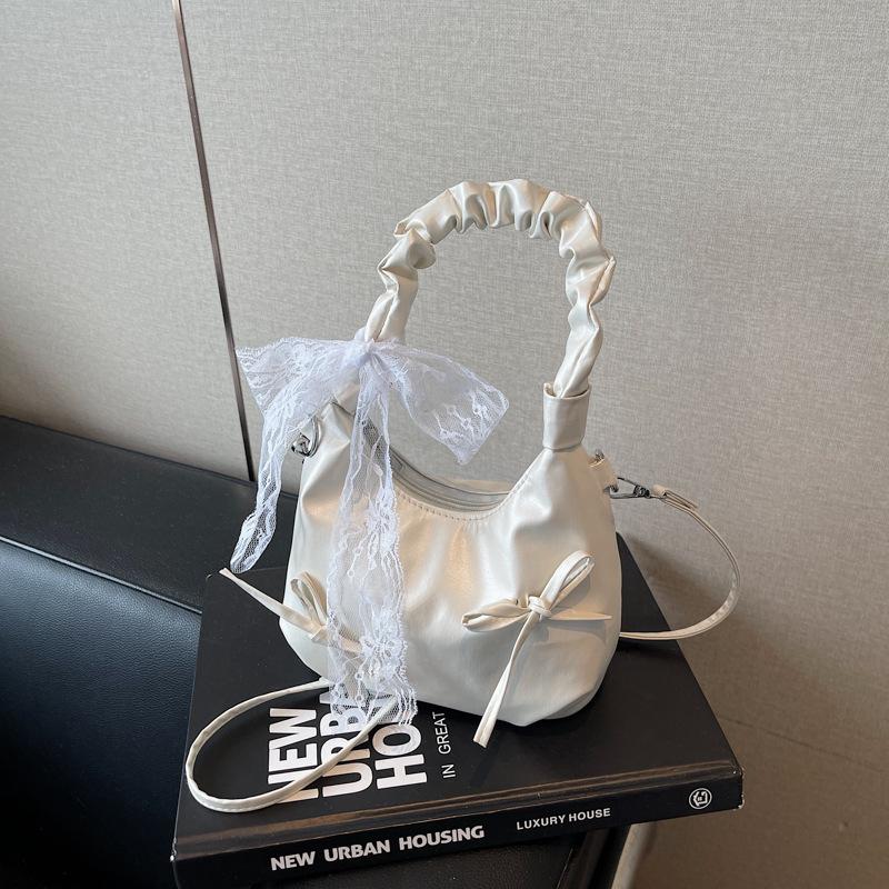 

Белая красивая кружевная сумка-бант милая легкая плиссированная сумка на плечо сумка-мессенджер