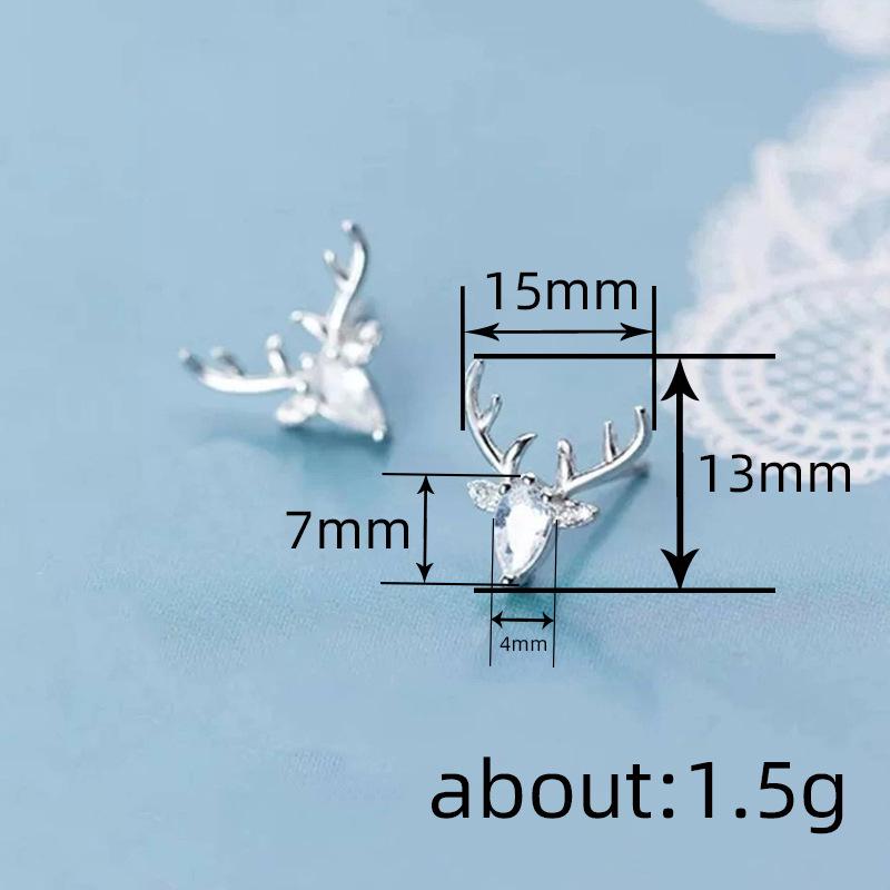 Cao Shi Elegant Geometric Zirconia Deer Stud Earrings for Women - Festive Fashion Accessories