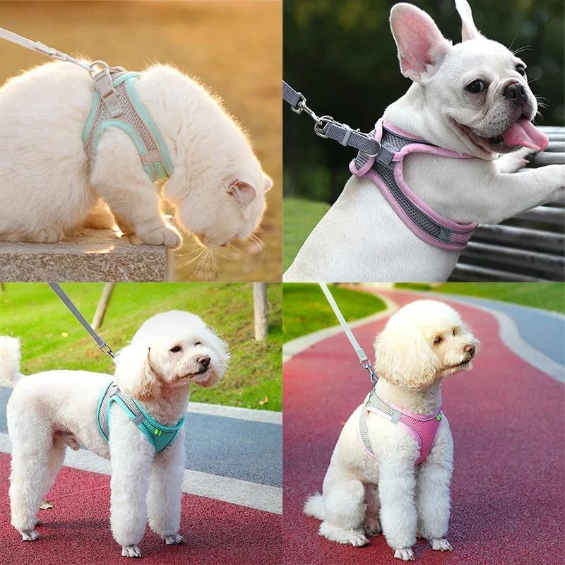 Adjustable Reflective Pet Harness Breathable Cat/Dog Mesh Vest for Cute Small Cats Dogs Outdoor Walking Pet Supplies