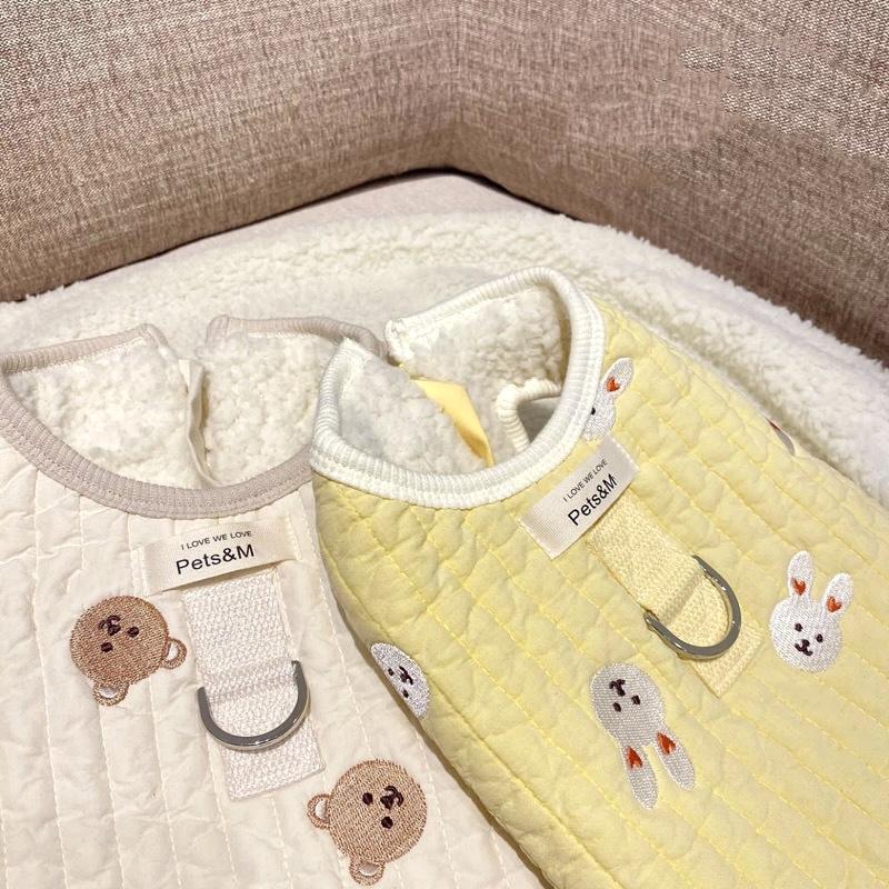 Pet autumn and winter cotton coat for traction Teddy Bichon Pomeranian small dog Poodle cat dog clothes to keep warm in winter