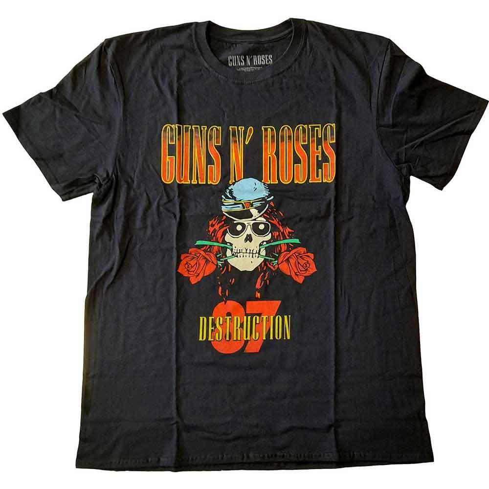 Guns N' Roses T Shirt UK Tour Destruction Tour 87 New Official Unisex Black Size