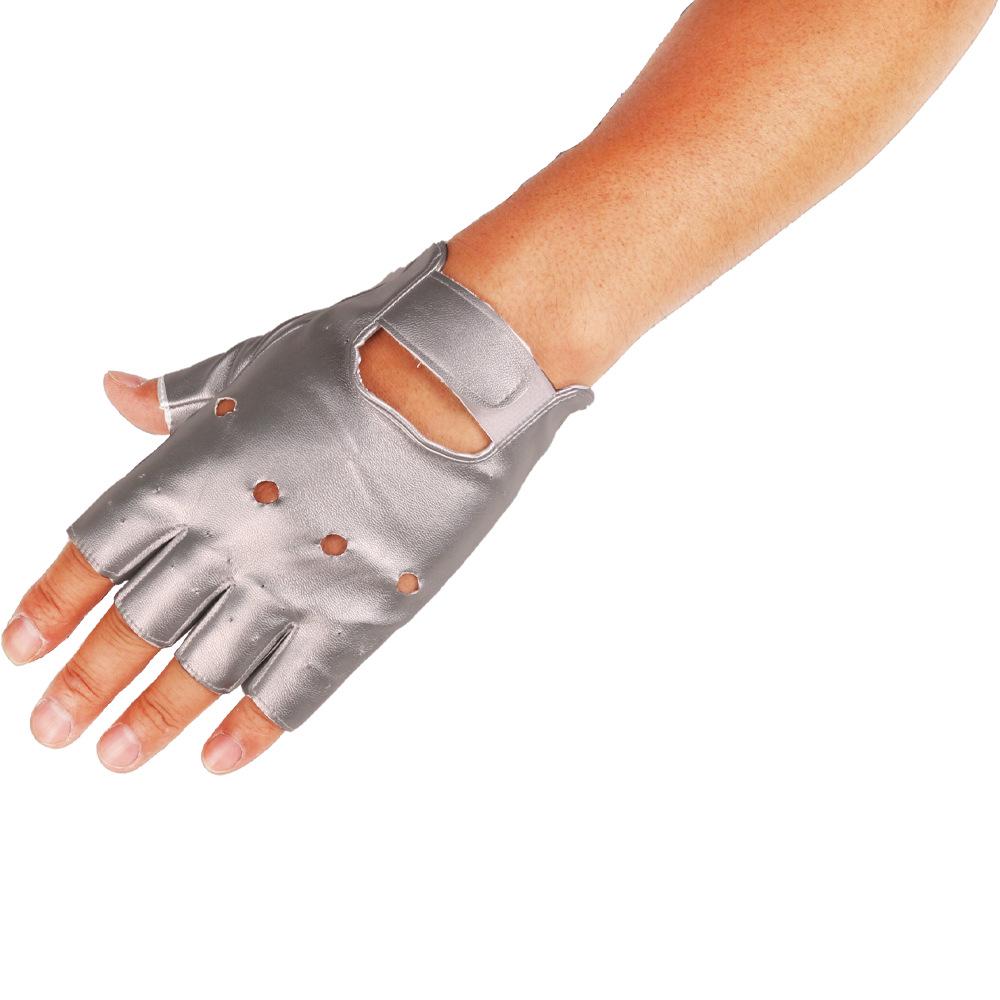 Men's Punk Gothic Leather Half-Finger Dance Gloves for Spring/Autumn Stage Performance