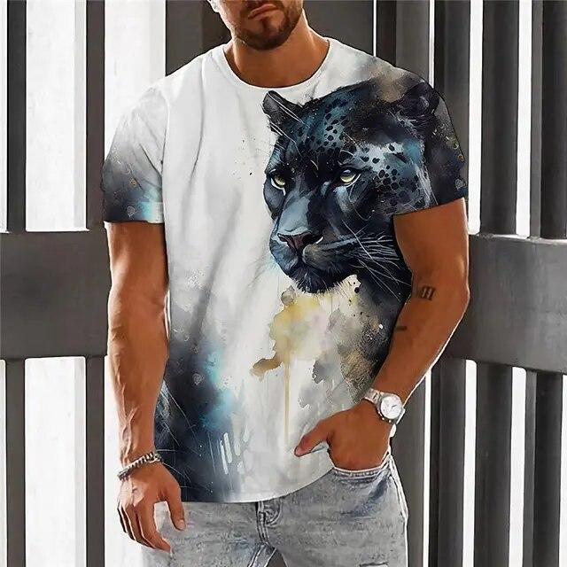 Animal Men's T-Shirt 3d Wolf Print Men's Tops Casual Short-Sleeved Simple T-Shirt Summer O-Neck T-Shirt Men's Oversized Clothing