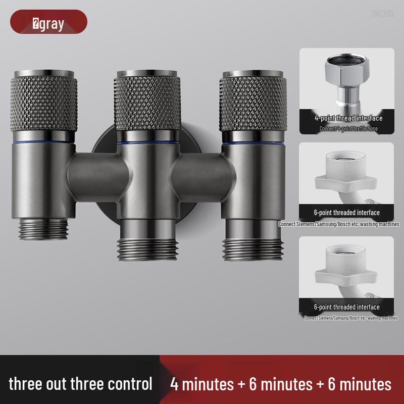 All-Copper Three-Way Diverter Valve with Triple Control Angle Faucet