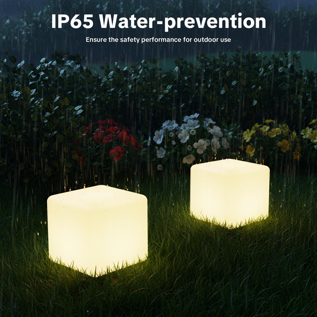 RGB LED Square Stool 16 Color Changing, IP54 Waterproof 400lb Capacity Stool with Remote for Home Bar Party