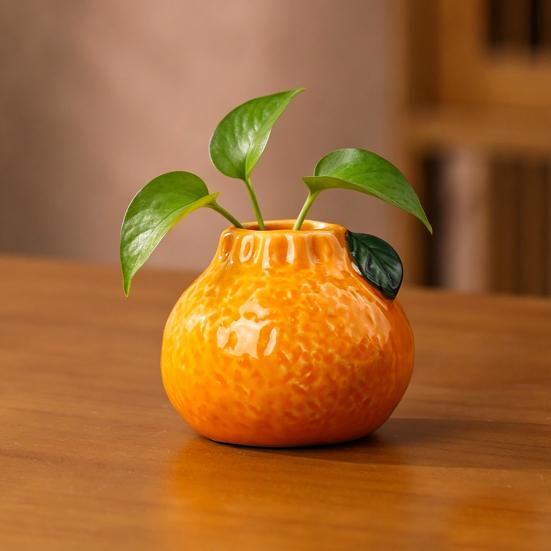 Bedroom Decoration Vase Fruit Shaped Vase, Decorative Ceramic Creative Plant Pot, Compact Colorful Home Decor Flower Container for Living Room Kitchen