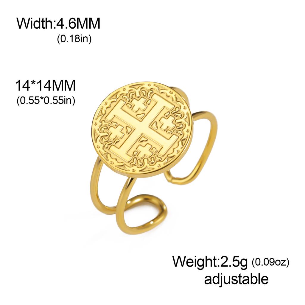 Anelli con Croce di Gerusalemme Dawapara Anello da Dito Religioso Regolabile Benedizione Cristiana Gioielli in Acciaio Inossidabile Regalo di Anniversario