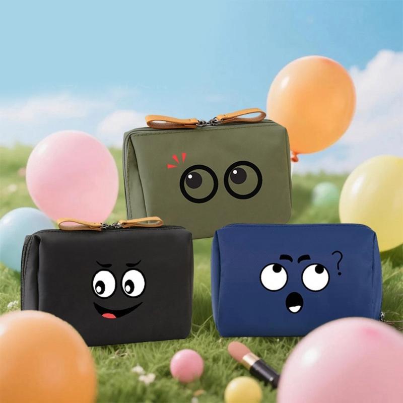 Practical Smile Series Makeup Bag Unisex Nylon Hand Carry Cosmetic Organizer Storage Bags For Daily Use
