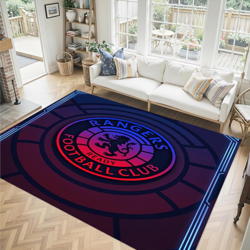 Rangers FC Design Crystal Velvet Carpet Cozy Non?Slip Printed Rug For Bedroom Living Room Entrance