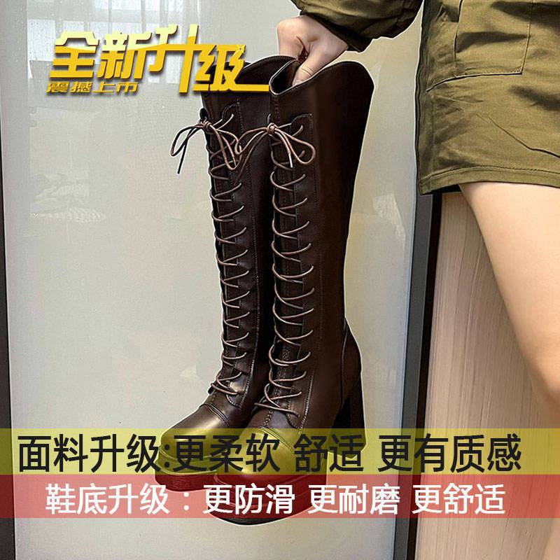 

High-heeled boots for women s autumn and winter, thin high-soled thick-soled boots, velvet, and a small knight boot 2025. 39