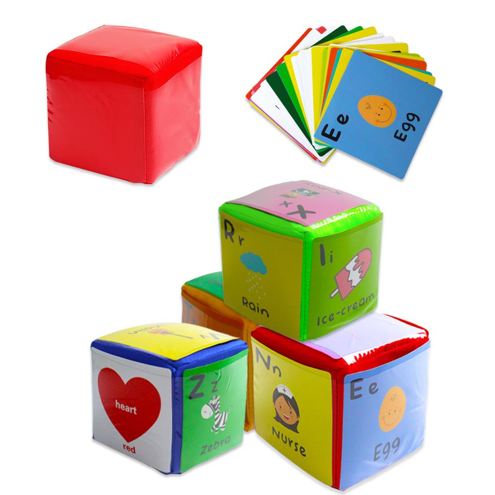 Educational 4-Piece Toy Set: Letter, Shape, Number Cards & Dice