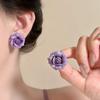 Silver Needle Resin Flower Pendant Earrings Fresh and Sweet Cute Wind Earrings Commuter Elegant Earrings Design Sense Niche