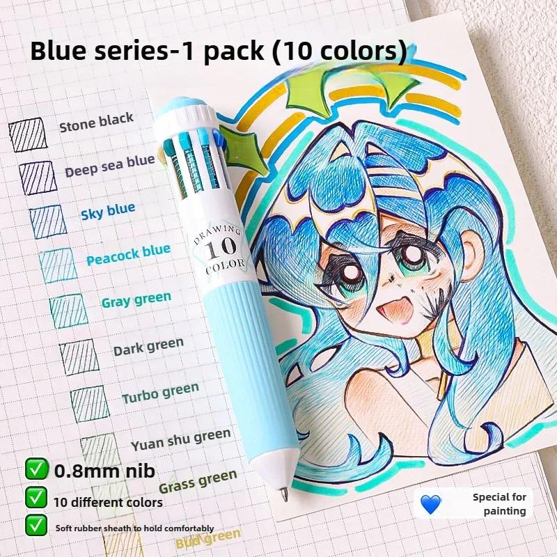 Languo 146/10 Color Ballpoint Pen 0.8mm Cartoon Soft Grip Press for Drawing Multicolor Writing Pen Office School Supplies
