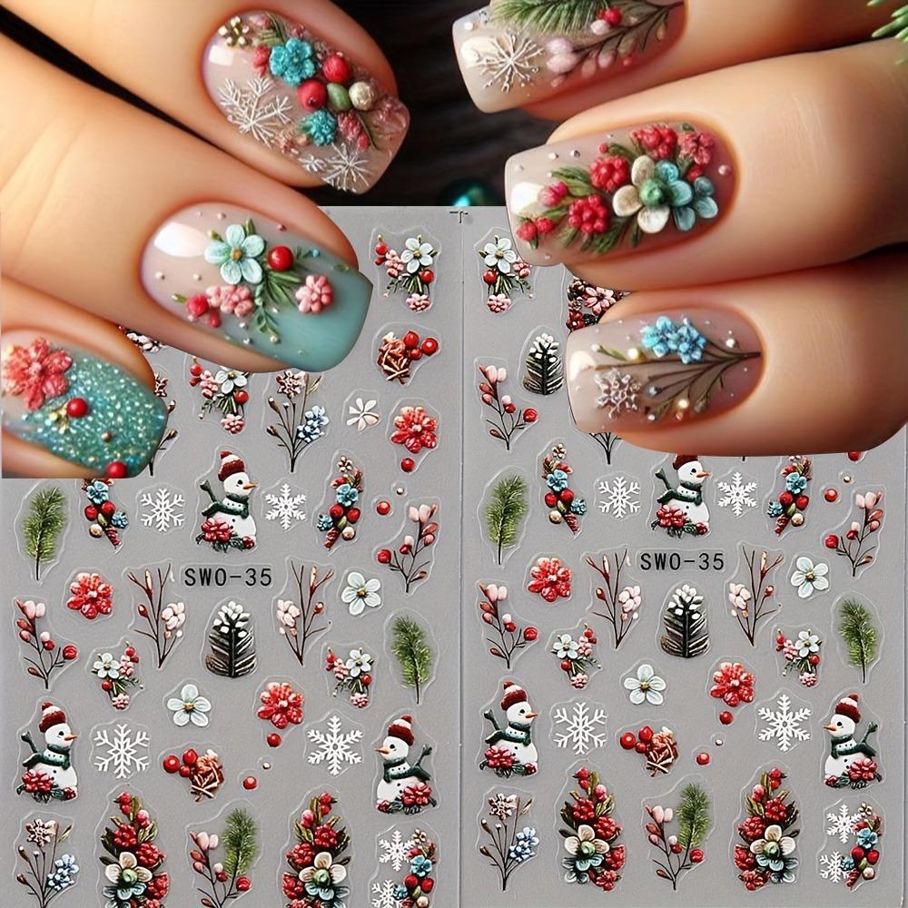 Weihnachtliche Nagelsticker – Schneeflocken- und Schneemannmuster, selbstklebend, mattes Finish, festliche Nageldekorationen zum einfachen Anbringen!