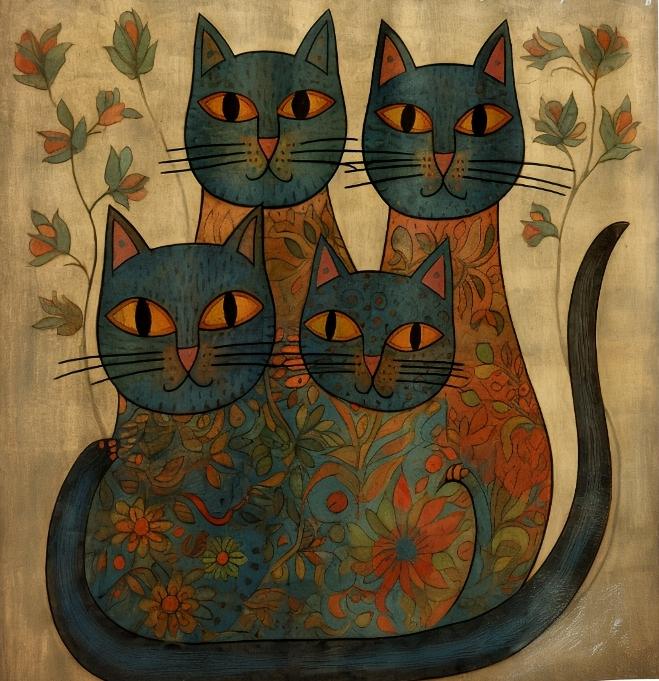 

Artistic Floral Cats Shower Curtain, Waterproof And Mildew-Resistant For Stylish And Whimsical Bathroom Decor W60H190(CM)-1 Pcs