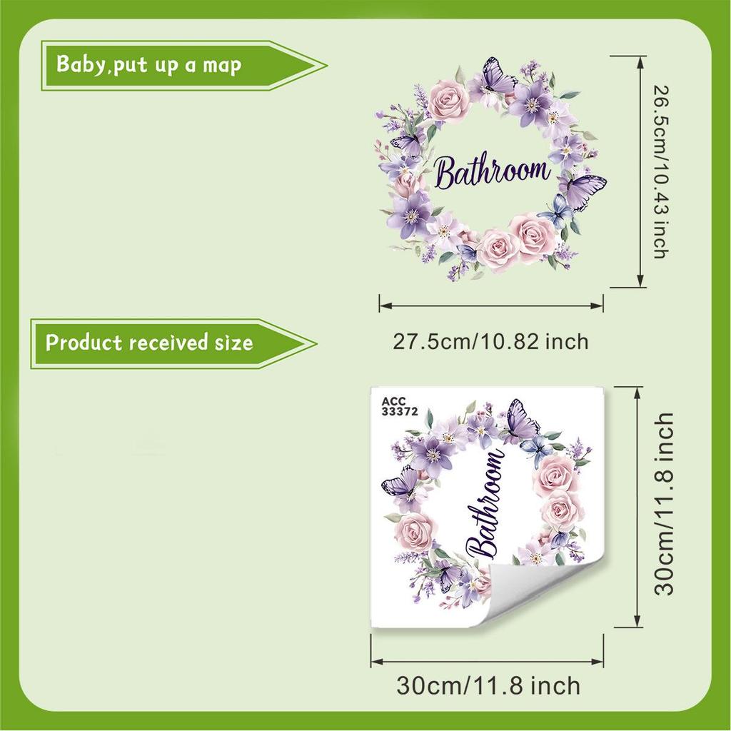 Beautiful Flowers Wall Stickers Toilet Bathroom Door Decoration Mural Home Decor Self-adhesive Beautify Wallpaper