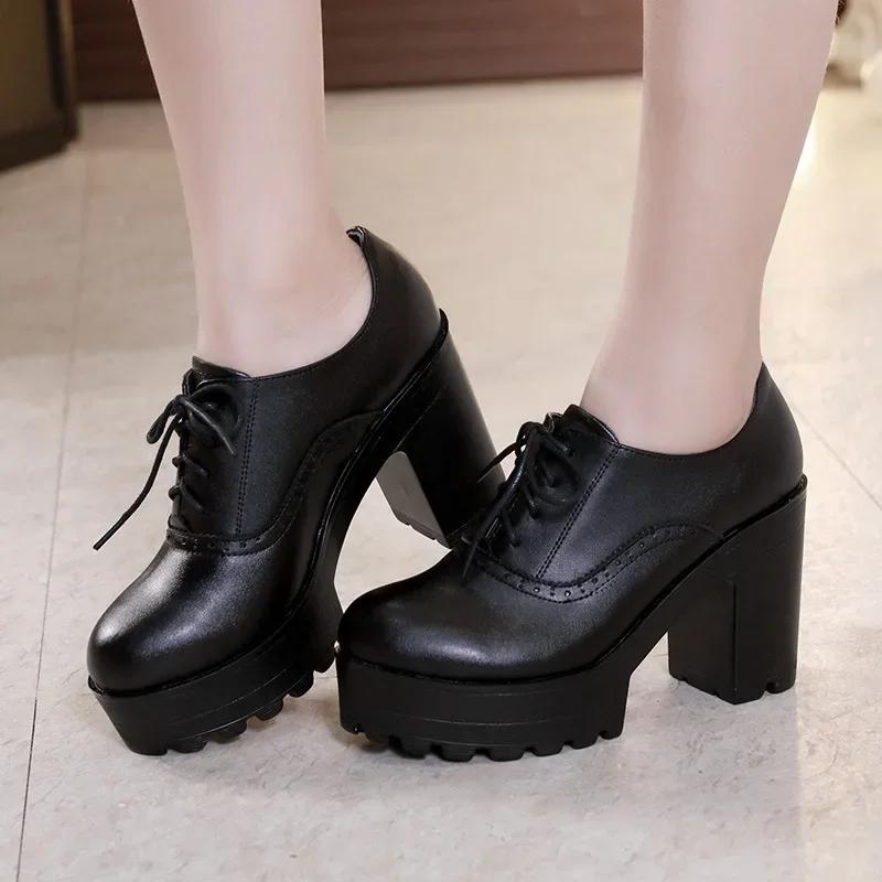 Fashion T Platform Walk Show 8cm High Heels Thick Heels New Autumn Velvet Waterproof Platform Women Single Shoes Big Size 32-43