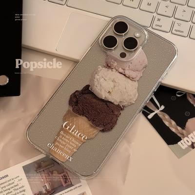 Transparent Glitter Powder Suitable for Apple 16pro Max Mobile Phone Case 14 Niche Ice Cream Iphone15 Soft 11