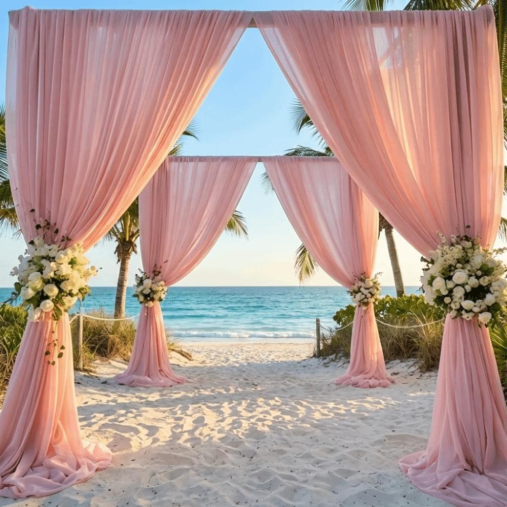 Multicolor Backdrop Curtains Rod Pocket Wedding Arch Decor Tulle Fabric Backdrop Wedding Decor розовый