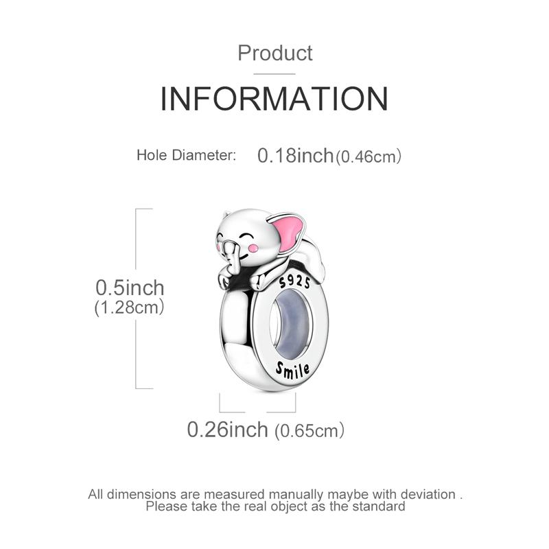 925 Silver Silicone Spacer Stopper Beads Cat Elephant Charms Jewelry Fit 925 Bracelet For Women DIY Gift Party