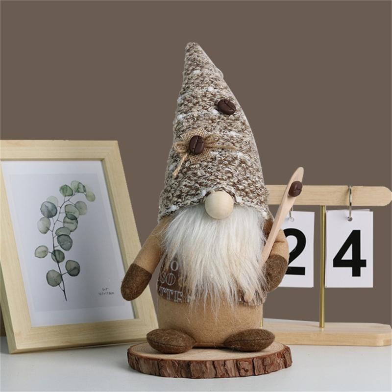 Handmade Swedish Tomtes Chefs Gnome Standing Coffee Gnome Facelesses Doll Decors
