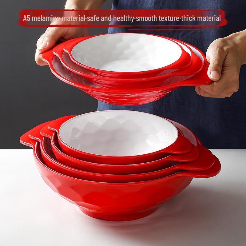 Shengjia Melamine Red & White Fast Food Tray Set