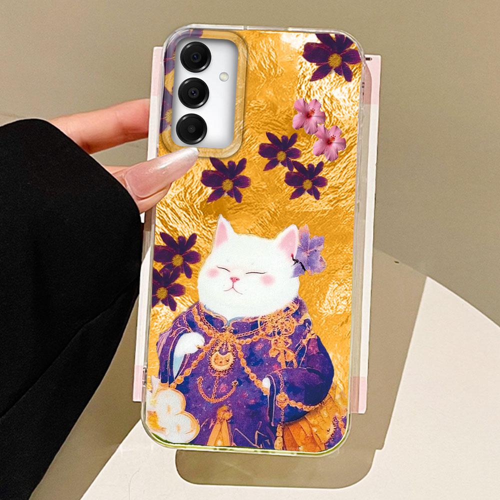 

Ретро Фиолетовый Кот Цветок Женский Чехол для Телефона для Samsung Galaxy A55 A07 A17 A56 A36 A26 A16 A53 A06 A14 A24 A34 A54 A15 Крышка Samsung Galaxy A52 4G белый