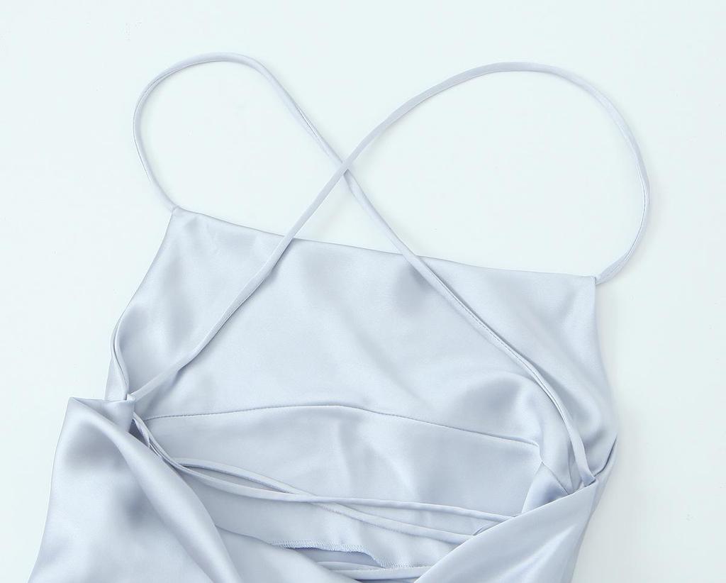 Evropský a americký styl letní hedvábných saténových halter šatů