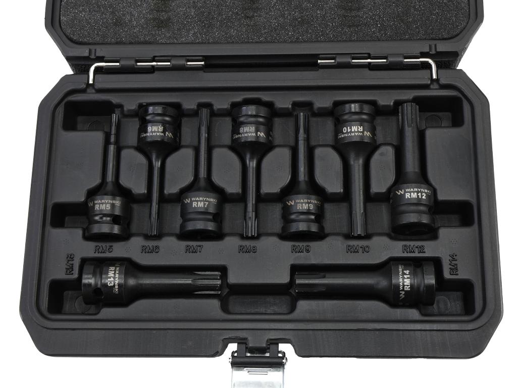 Set of Impact Sockets TORX 1/2 Type RIBE Made of CrMo Steel, 9 Pieces, Waryński