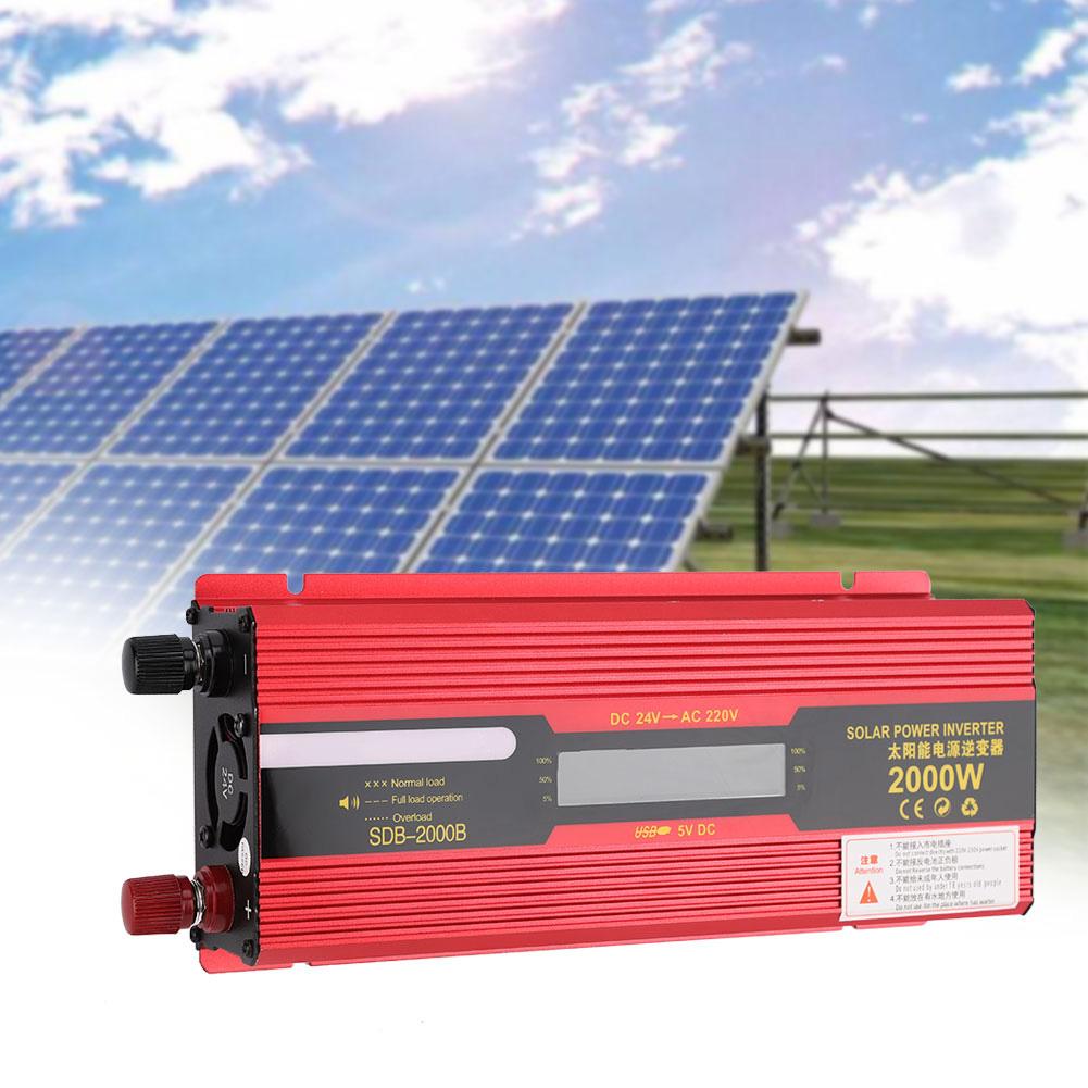 2000W Portable Inverter Solar Power Inverter for Home (12V To /LCD)