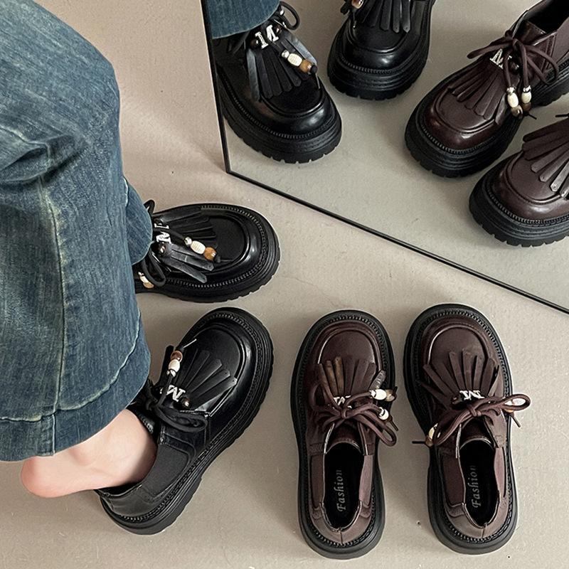 Design fringed women's heightening loafers British style fashion autumn and winter comfortable versatile platform small leather shoes single shoes