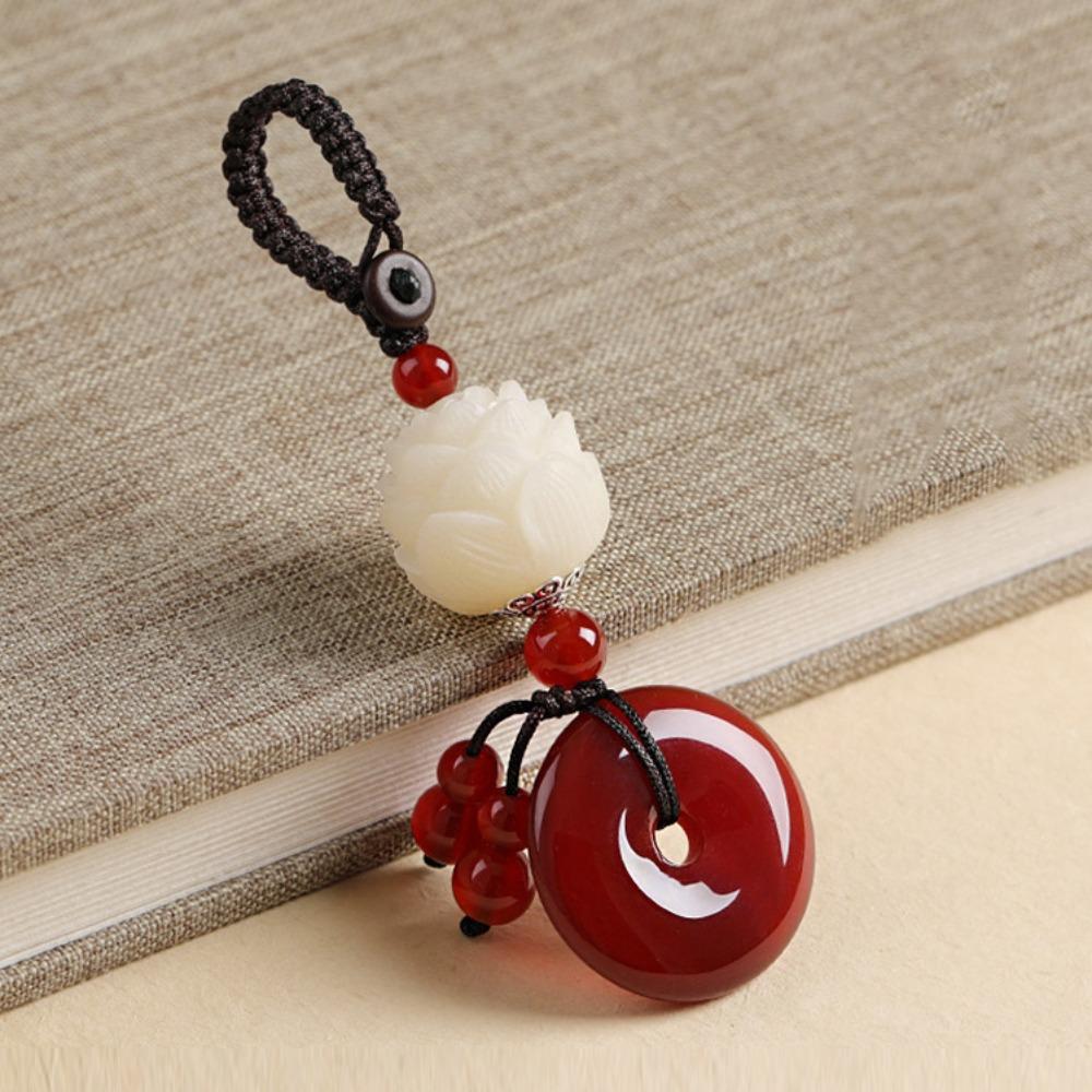 Krystallklar Agates Stone Pendant nøkkelring God moralsk nøkkelring sikkerhetsdekorasjon