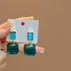 Geometric Square Crystal Earrings, Cold Wind Transparent Gemstone Stud Earrings, High-End Square Earrings For Women
