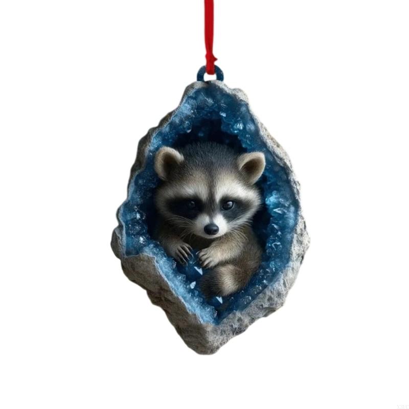 

Children Friendly Festival Hanging Ornament Owl And Raccoon Designs Decoration X3UC