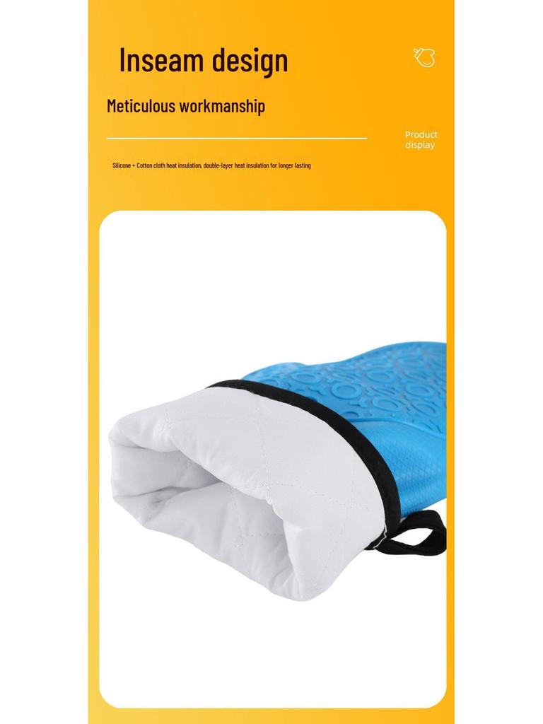 Auf Lager Doppellagiger Silikon-Küchen-Backofenhandschuh mit Baumwollkante