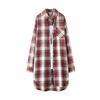Plus Size Lightweight Retro Women Button Front Shirts for Spring/Summer Mid Length Plaid Blouse Long Sleeve Tops Blusa Feminina