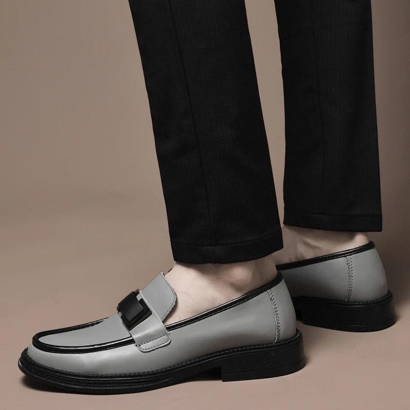 New Genuine Leather Mens Loafers Luxury Brand Casual Formal Shoes for Men Designer Slip On Office Dress Shoes Walking Mocassins