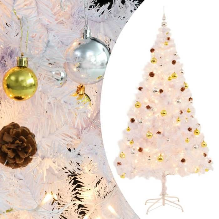VidaXL Pre-lit Artificial Christmas Tree with Balls, Christmas Tree with LEDs, Holiday Decoration, Party Ornament 321504