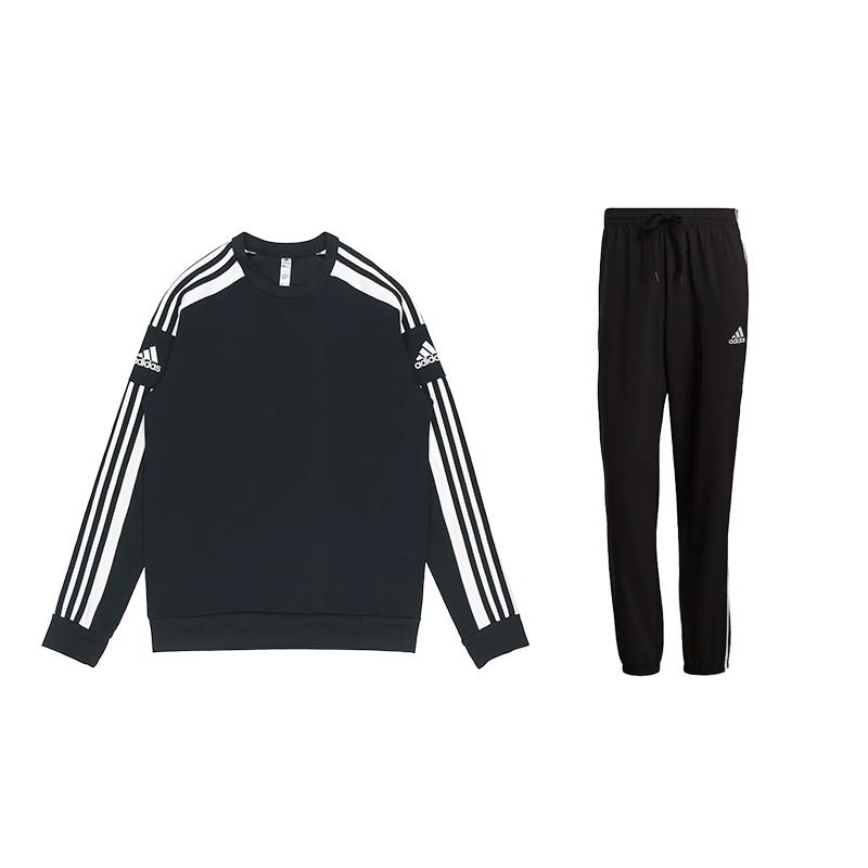 

Adidas High Street Удобный универсальный полосатый свитер с круглым вырезом и длинными рукавами, толстовка с капюшоном и длинные брюки на шнурке, повседневный спортивный комплект, комплекты унисекс GT6638+GK8982 XL