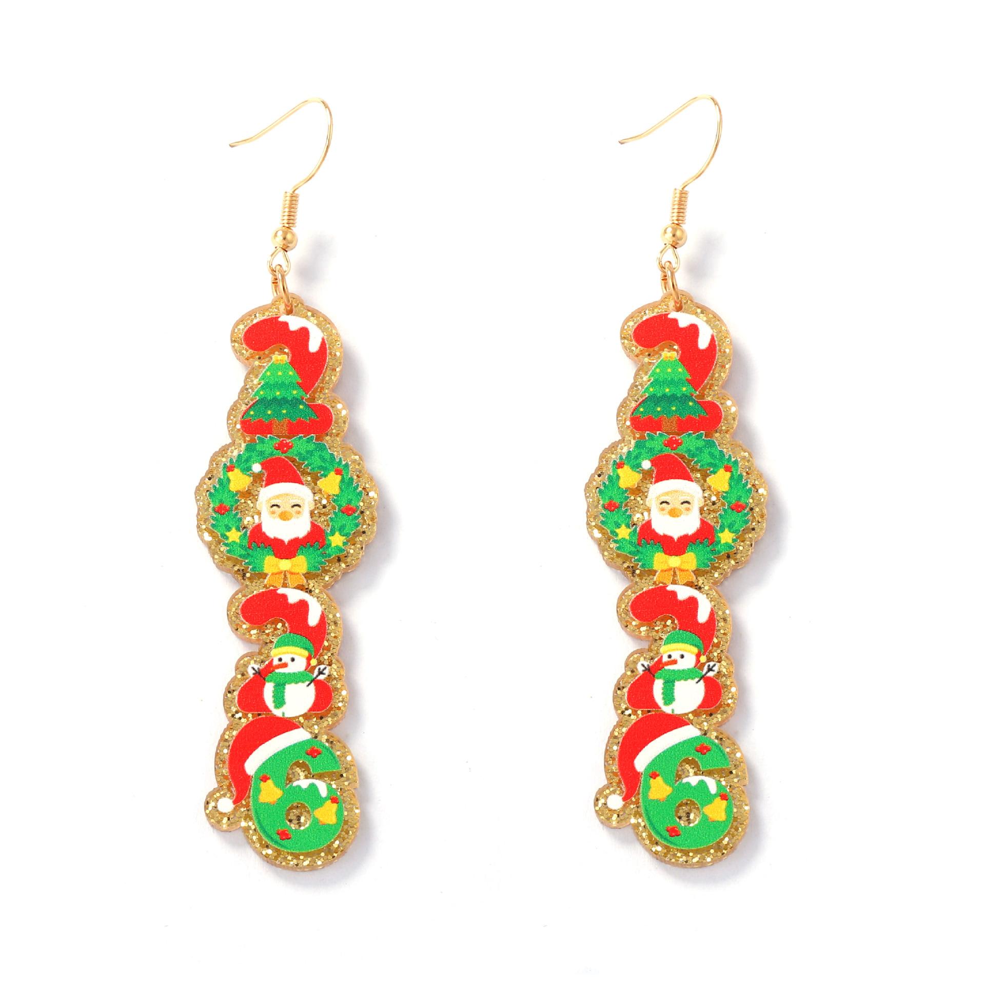 

Christmas: Simple, fashionable and cute, niche acrylic colorful Santa Claus Christmas tree, long holiday ear hook for women