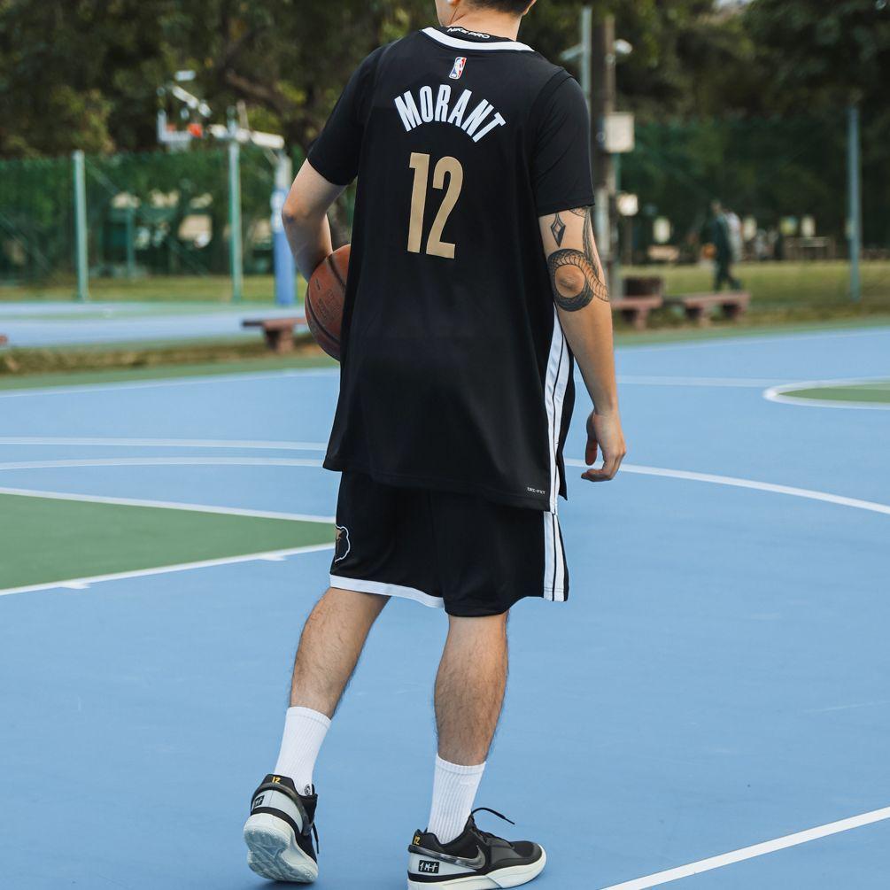 Nike Ja Morant Memphis Grizzlies No. 12 City Edition Fan Jersey 2023-24 Season Men Tops Black White DX8507-011